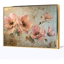 ピンク　ピンクのお花 壁掛けアート 絵画 花の絵 フラワーアート Amazon.co.jp: 絵画 ピンクの花の花束インテリア 絵画 油絵
